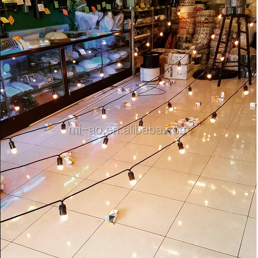 CE ROHS decoration outdoor comercial light string with s14 st64 edison bulbs for 110v 220v chandelier string lights