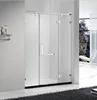 frameless design stainless steel glass hinge two fixed one open door straight shape shower enclosure
