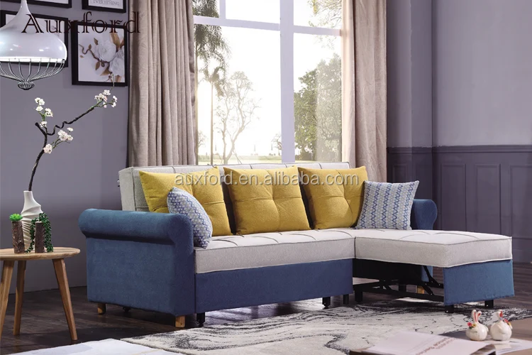 Modern Sectional Sofa With Bed Function Fabric Leather Customized