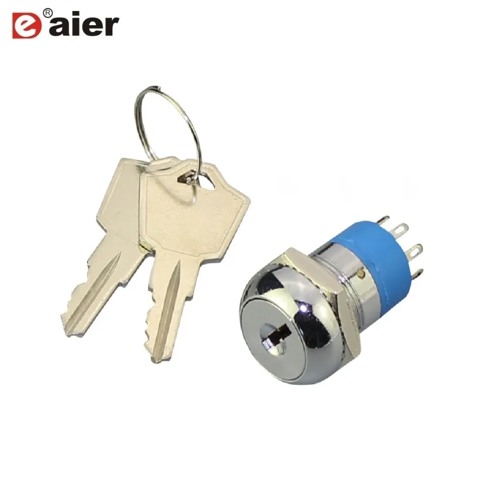 Keylock 12mm Spst On-off 2pin Terminal Electric Key Switch Cam Lock ...