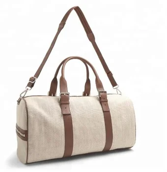 canvas and leather holdall