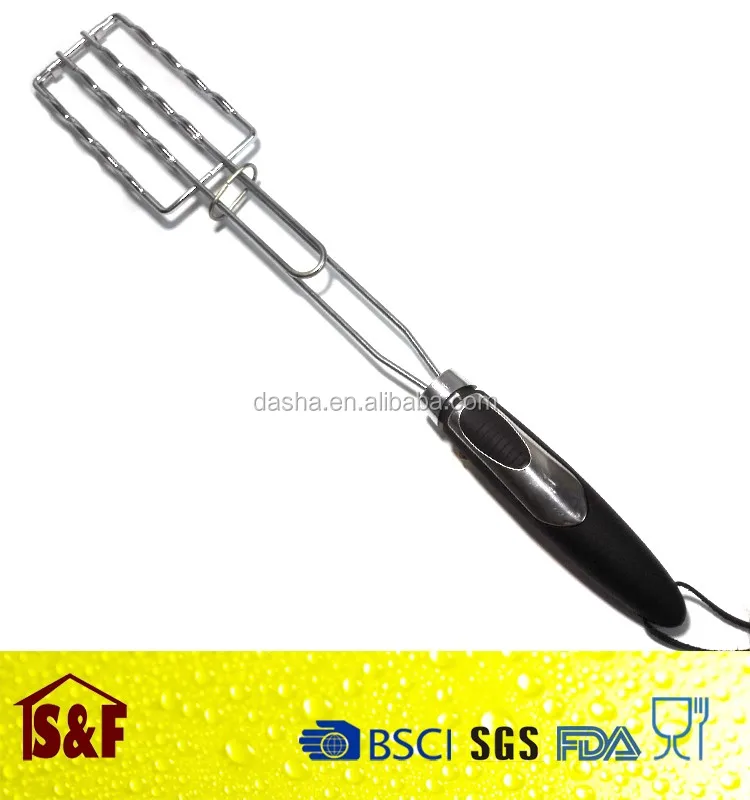 Hot Dog Grill Basket with Plastic handle BBQ tool (2).jpg