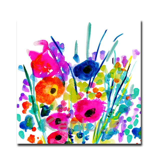 flowers painting print on wrapped canvas / modern beautiful wall