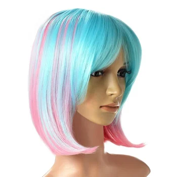 Multi Color Short Bob Wig Shoulder Length Hair Extension With Free