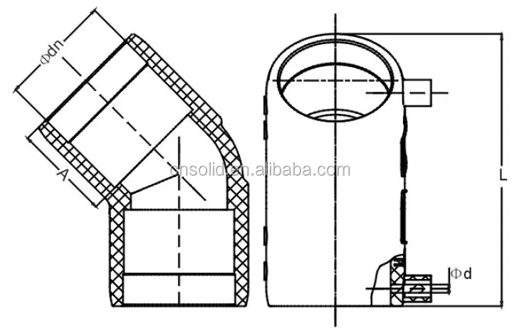 Plastic PE pipe y tee pipe fitting HDPE Electrofusion 45 degree elbow