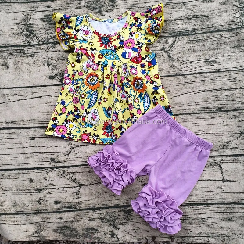 Little Girl Model Top 100 Girls Ruffle Pants Set Baby Fancy Printed