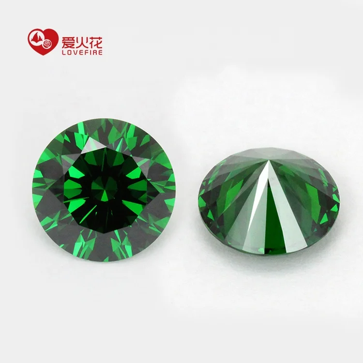 WuZhou Gems 10HS &10AS 12.0mm Green Round Shape Loose Cubic Zirconia Jewelry