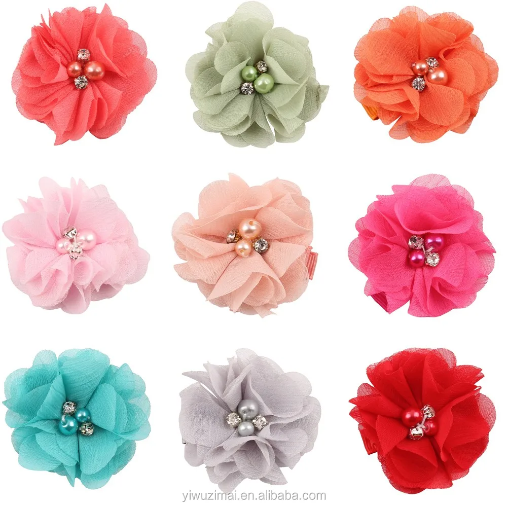 Wholesale Cheap Chiffon Flower Mini Hair Clip For Little Girl Fancy ...