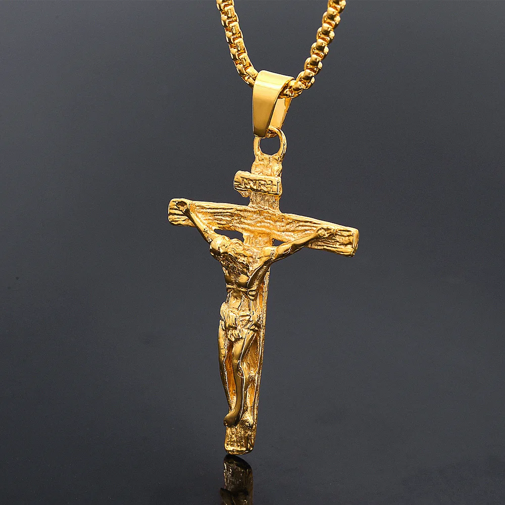 Cross Necklaces Stainless Steel Gold Chains Christian Jewelry Fashion ...