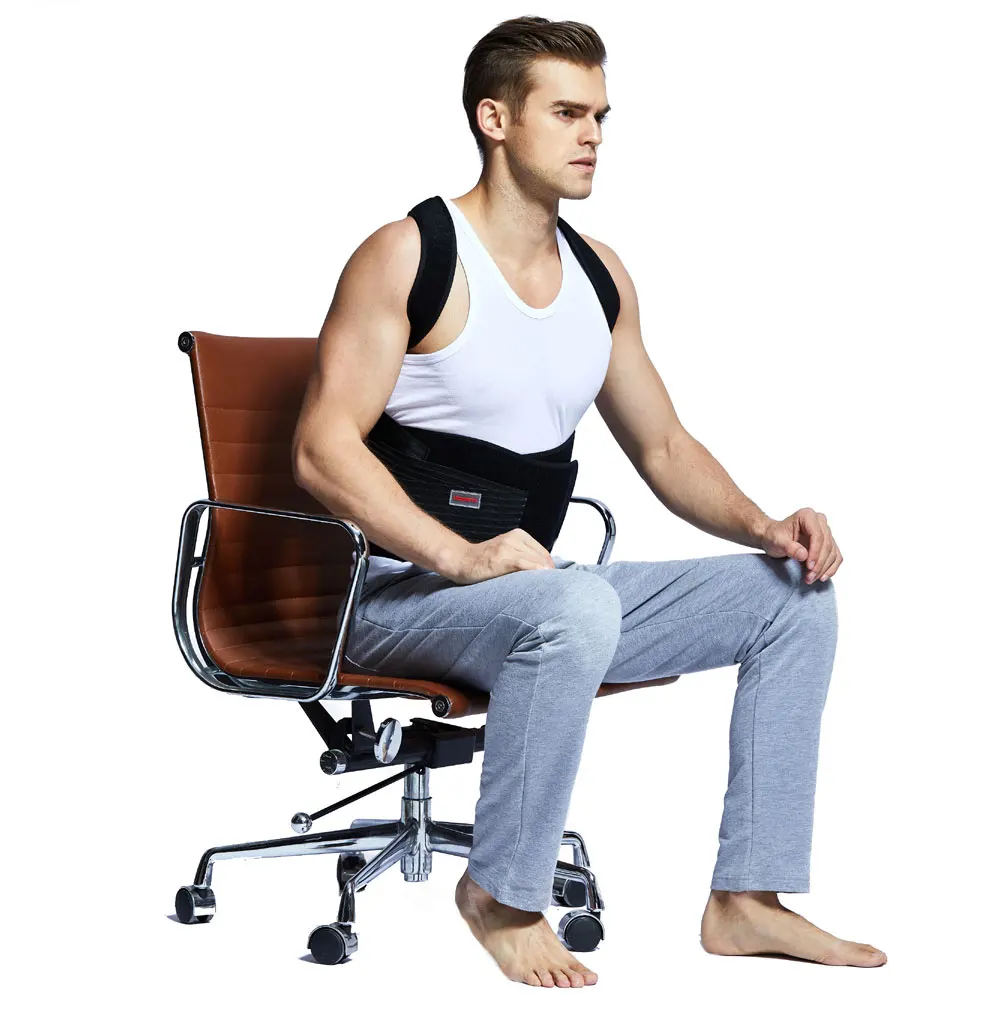Udoarts Ajustável Back Support Posture Corrector Brace Com Talas de Aço Removível