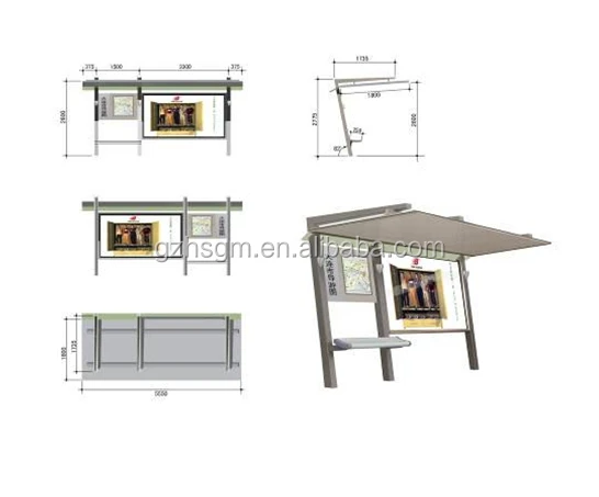 Modern Style Stainless Steel Outdoor Economic Bus Stop Station