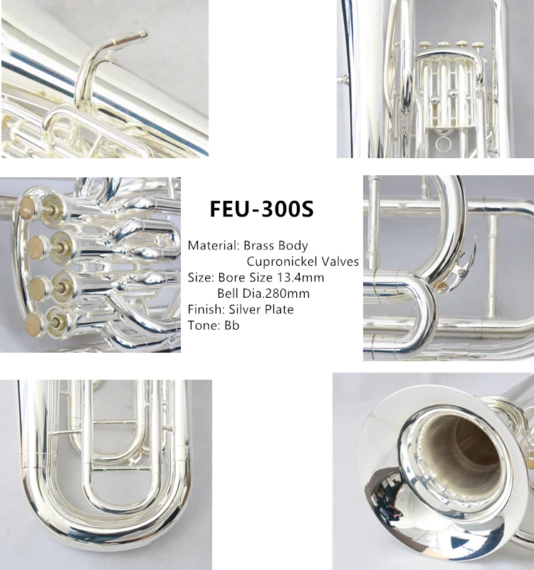 Wholesale Professional Cheap 4 Valve Silver Plated Marching Euphonium