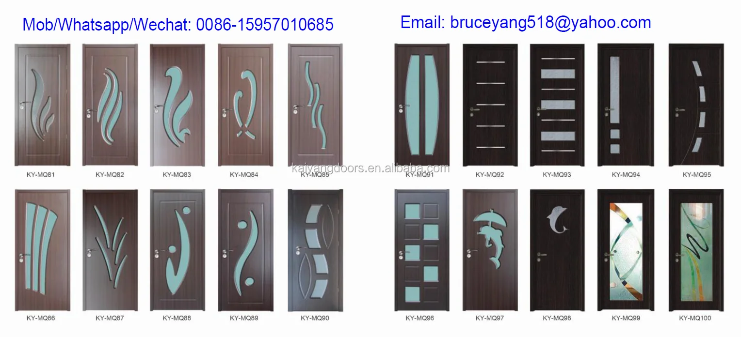 Low cost and high quality mdf pvc door flat door wooden bedroom main designs doors