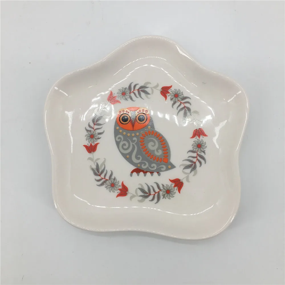 Custom Printing Mini Ceramic 5 Star Shaped Dish Plates For Candy