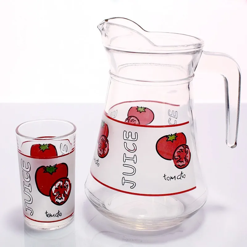 7pcs Drinking Jug And Tumbler Glass Drinking Set/glass Water Jug Set/colored Drinking Glass Sets