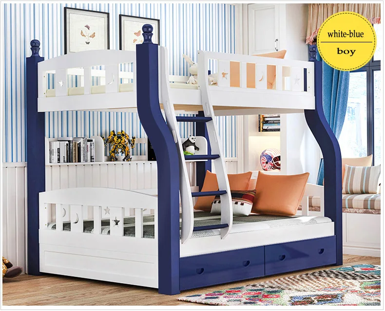 2019 Hotselling New Designed White Blue Pink Brown Children Bunk Bed