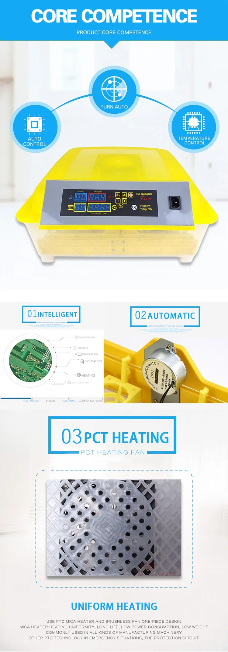 Newest Transparent Base Automatic Poultry Mini Chicken Egg Incubator egg hatching machine Wth CE approved YZ8-48