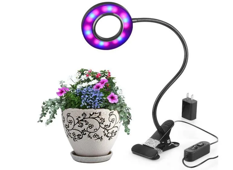 10w Grow Lamp for Indoor Plants Growth and Flowering with Flexible 360 Degree Rotation Gooseneck, Irony Clip and On/Off Switch