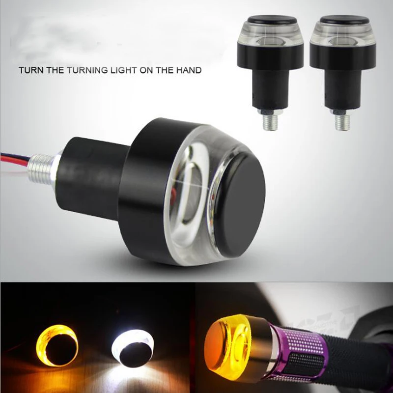 Free Shipping Aluminum Motorcycle Led Hand Grip Bar End Light