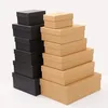 Promotional different sizes embossing recycled eco friendly luxury 2 piece rigid black logo printed kraft paper shoe box custom
