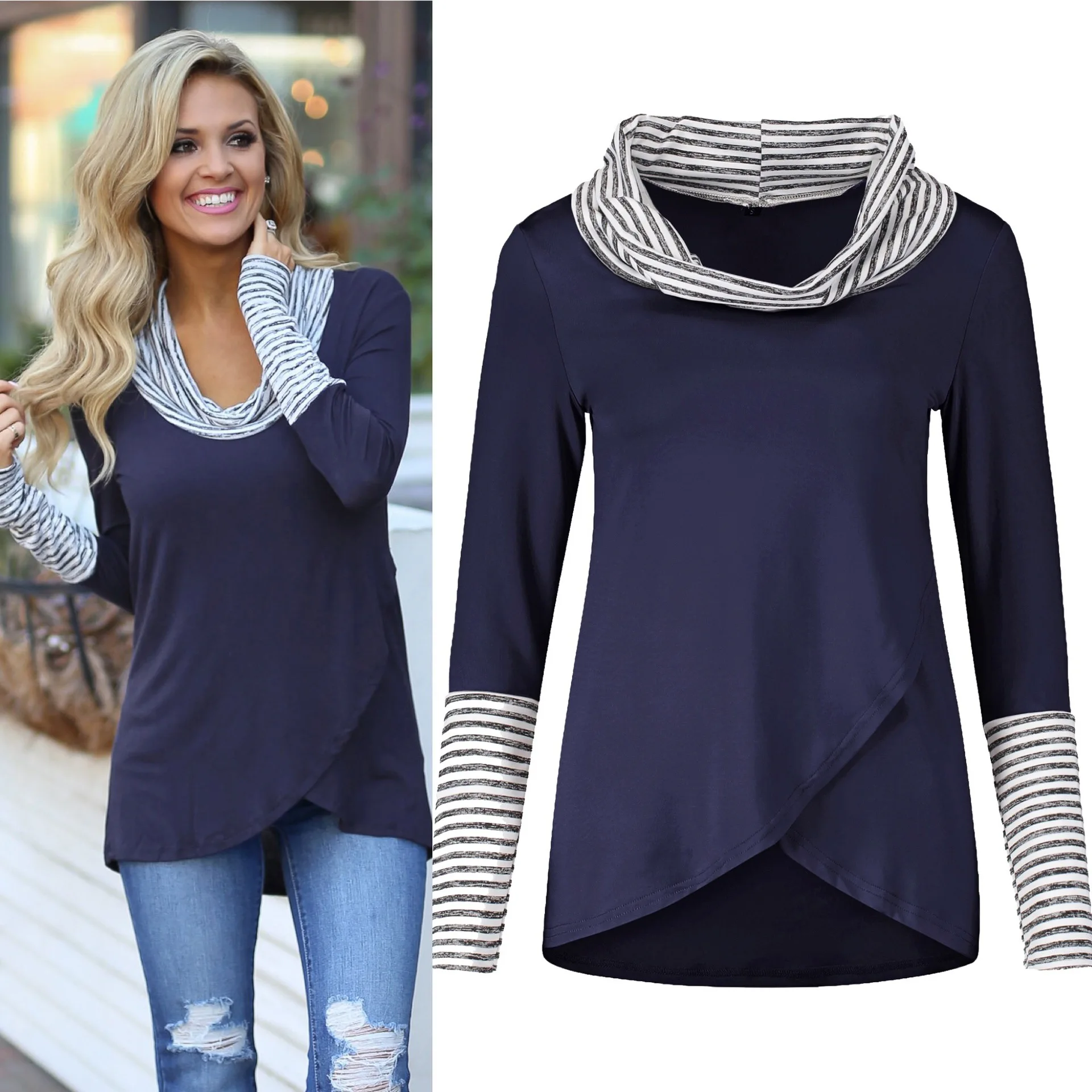 women's high collar shirt