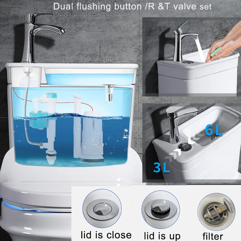 Design New Toilet Sink Bidet Combo Toiilet Attached Hand Free Shattaf