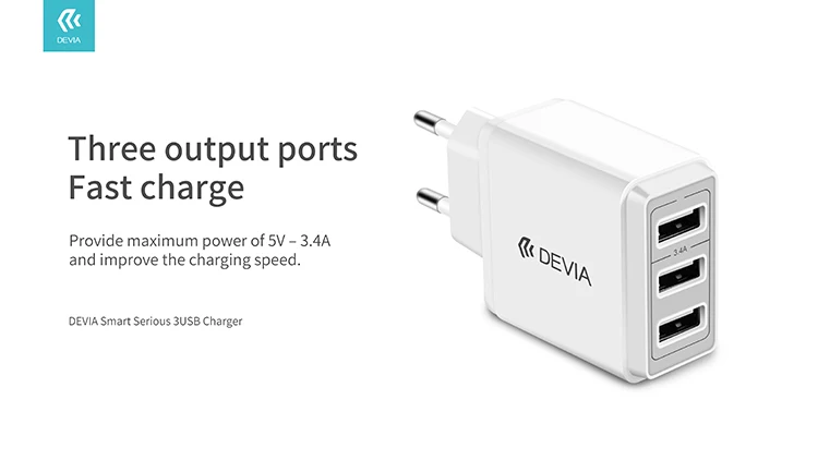 Devia 3.4a Carga Rápida 3 Cargadores Puerto Usb Adaptador Cargador De Pared Inalámbrico Buy Cargador De Pared,Cargador De Pared De 17w,Cargador De Devia 3.4a Carga Rápida 3 Cargadores Puerto Usb Adaptador Cargador De Pared Inalámbrico Buy Cargador De Pared,Cargador De Pared De 17w,Cargador De