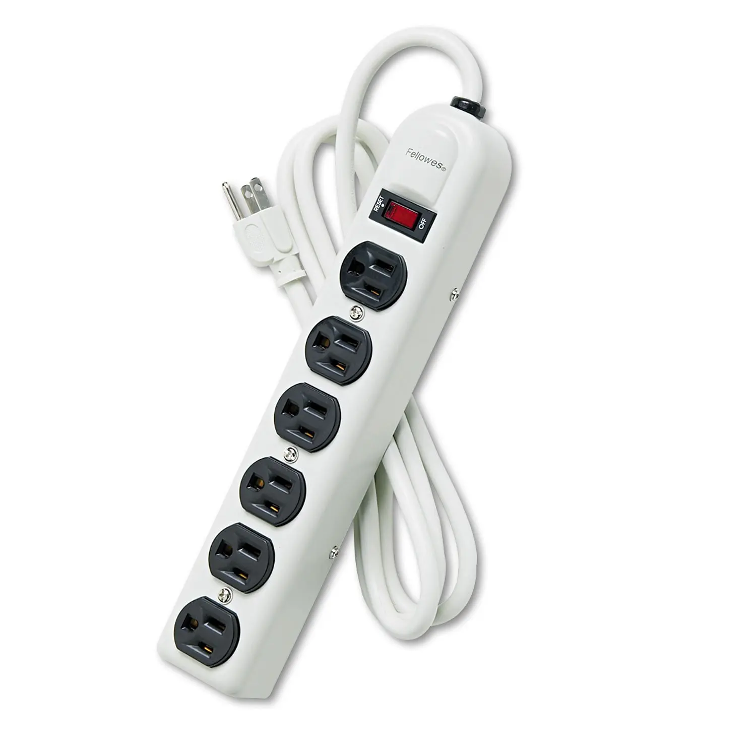 FEL99027 - Fellowes Durable, heavy-duty power strip with steel housing, 3-prong plugs amp; outlets. UL listed