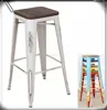 30 inch iron frame wood seat vintage metal bar stool