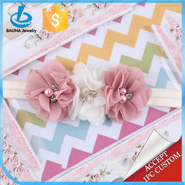 Lusuh chic tiga bunga  ikat  kepala bayi Hairbands ID produk 