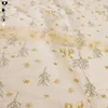 Christmas tree and deer pattern shiny gold mesh glitter lace fabric DHGL1077