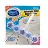 Flush blue water toilet rim block