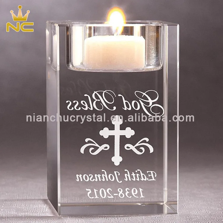 Glass Square Candle Holder Crystal Funeral Souvenirs For Funerals Buy