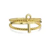 New design vintage fancy gold twisting wire design ankh ring