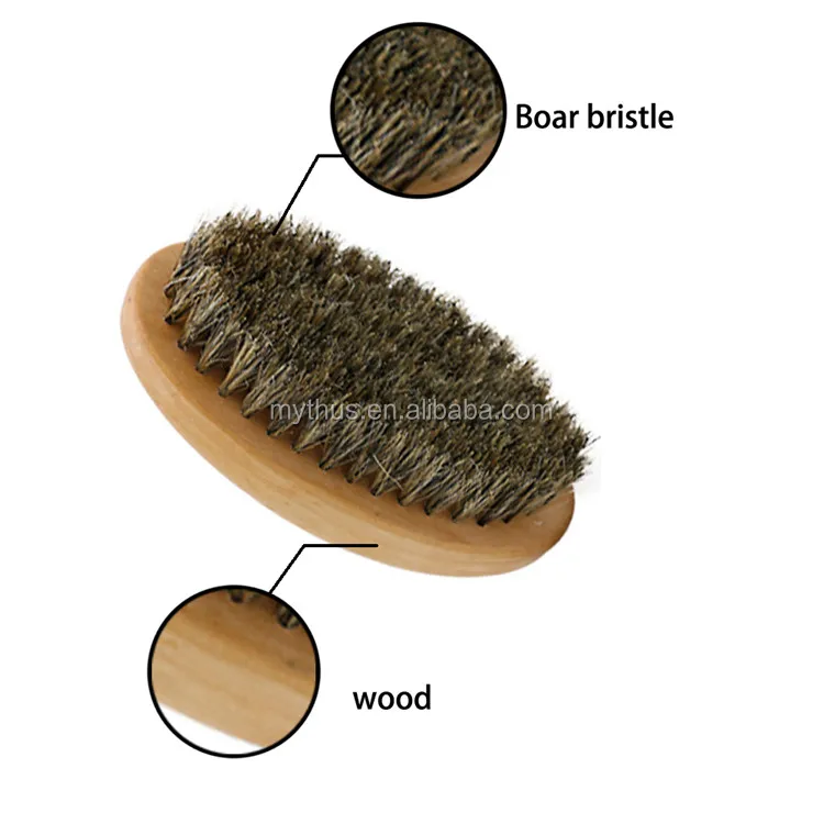 Oem Private Label Mens Face Hair Growth Boar Bristle Wooden Beard