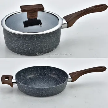  Granite  Wooden Handle Kitchen  Ware Aluminum Cookware Sets  