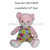 Outfit : overalls with puzzle pattern printing for 16" Autism Bear, clothes for toys
