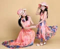 Summer family matching clothes beach chiffon Mother Daughter Dresses Family Clothing Family Look Mother and Daughter