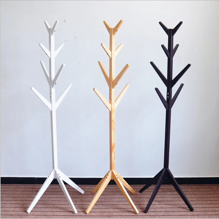 Wooden Coat Rack Standentryway Hall Tree Coat Tree With 3 Wood Prong Legs For Hatclothespurse 9073