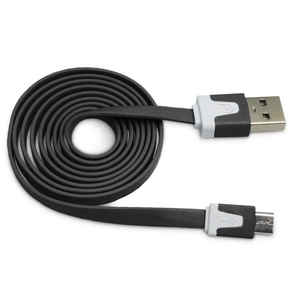 Fosmon (2 Packs - 6 Feet) VIVID Series USB to Micro USB Controller Charge and Sync Data Charging Flat Cable for Sony Playstation 4 / PS4 and Microsoft Xbox One - Black