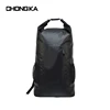 High quality black rolltop promotional backpack with soft handle for camping & hiking