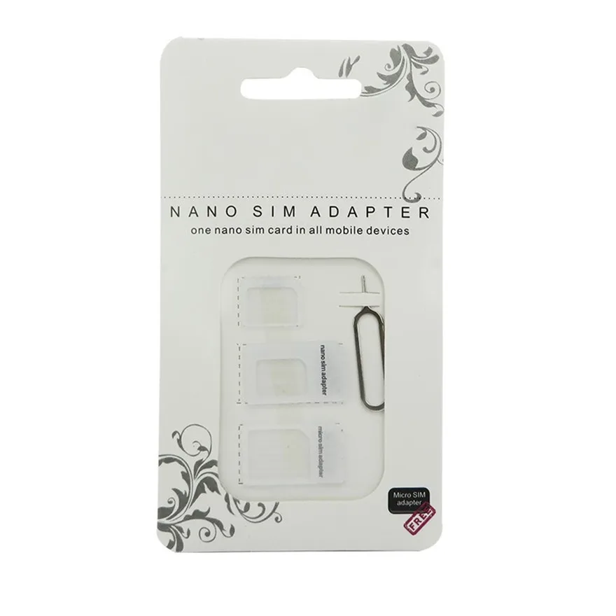 Newest 4 in 1 Nano/Micro to Micro/Standard SIM Card Adapter Tray with Eject Pin Key for iphone samsung