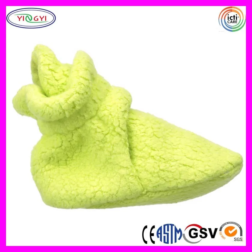 C442 Unisexbaby Newborn Fleece Bootie Socks Cozy Plush Green Snaps