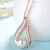 Fashion inlaid zircon natural shell beads pendant drop pearl necklace Party Hundred take Pendant Necklace