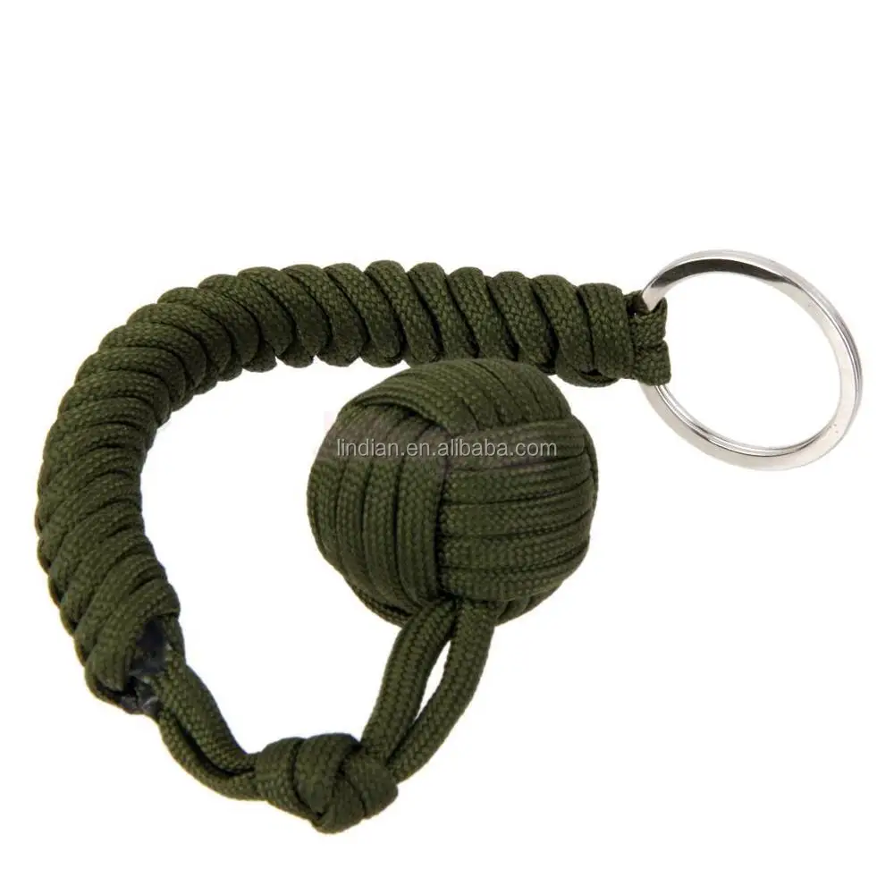 Monkey Fist Ball Self Defense Lanyard Outdoor Survival Key Ring Chain Frag-U/de 