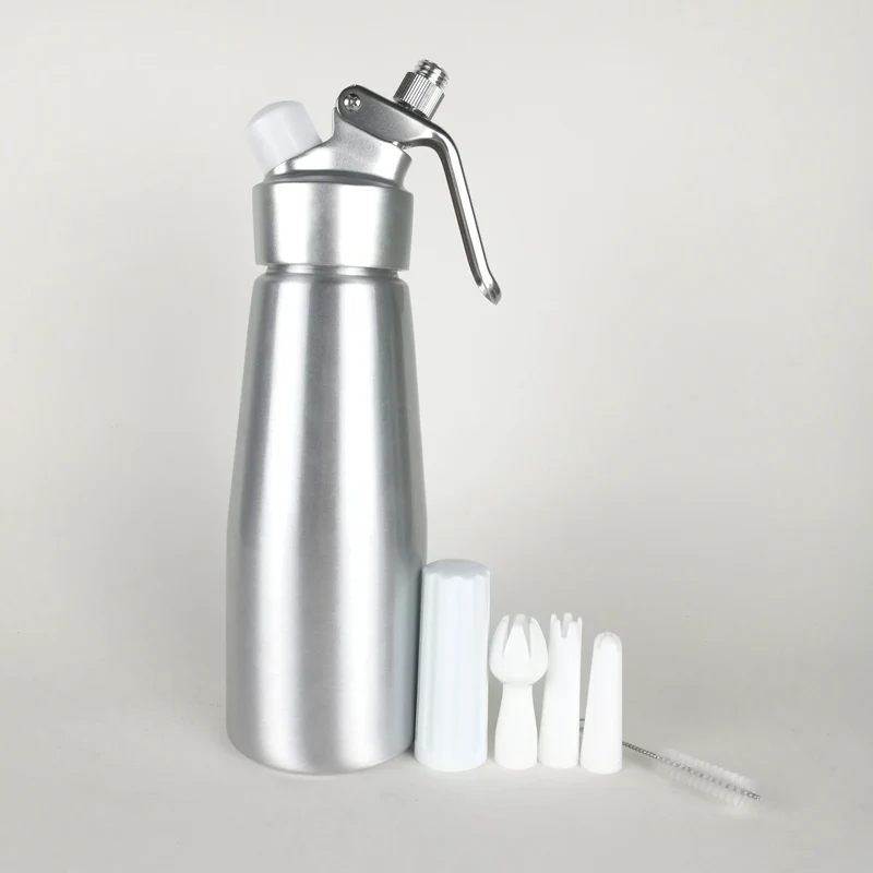 1 Pint Customized Aluminum Whipped Cream Dispenser With 3 Plastic