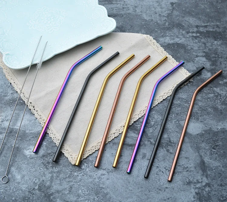 Instocked Colored Drinking Straws Stainless Steel Straw Pipes Metal