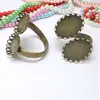 Wholesale Antique Bronze Metal Double Cabochon Cameo Lace Disc Ring Base Setting Blank
