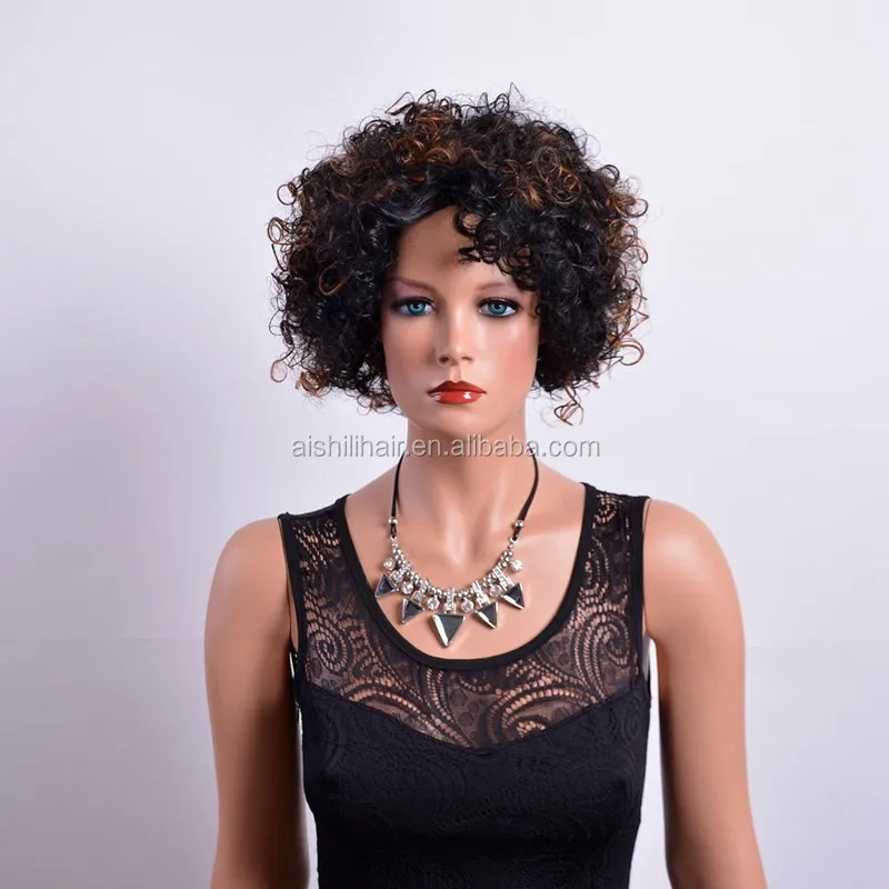 Hot Selling Afro Synthetic Brown Bob Wig Short Big Curly Bob Wigs