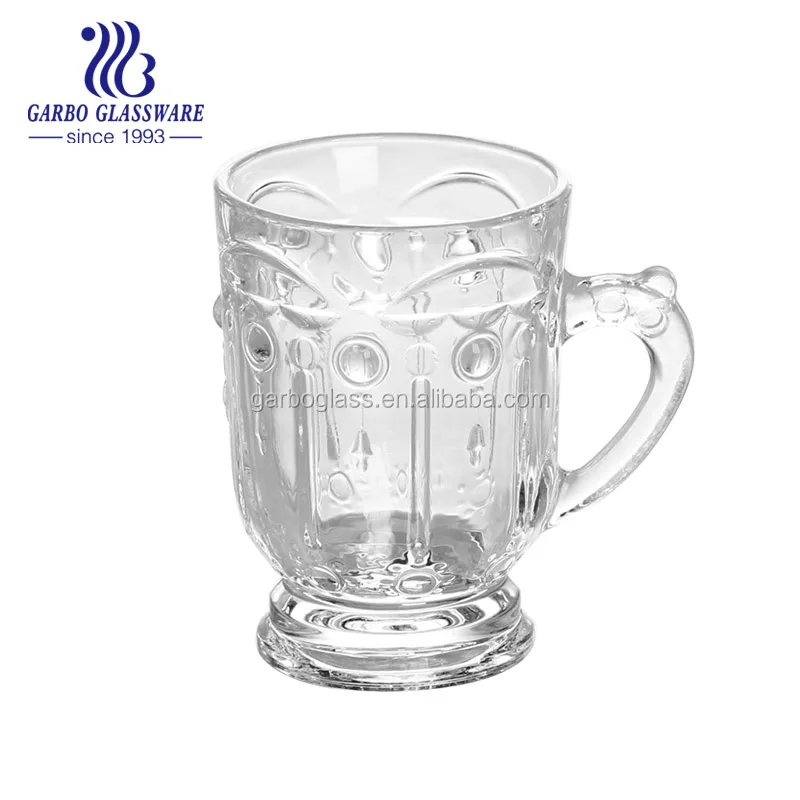 footed glass mug